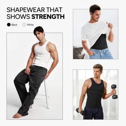 【Nebility】Men'S Waist Trainer Trimmer Compression Vest Steel Bone Support Outdoor Sport Exercise Athletic Shapewear Fitness Zipper Springstatements