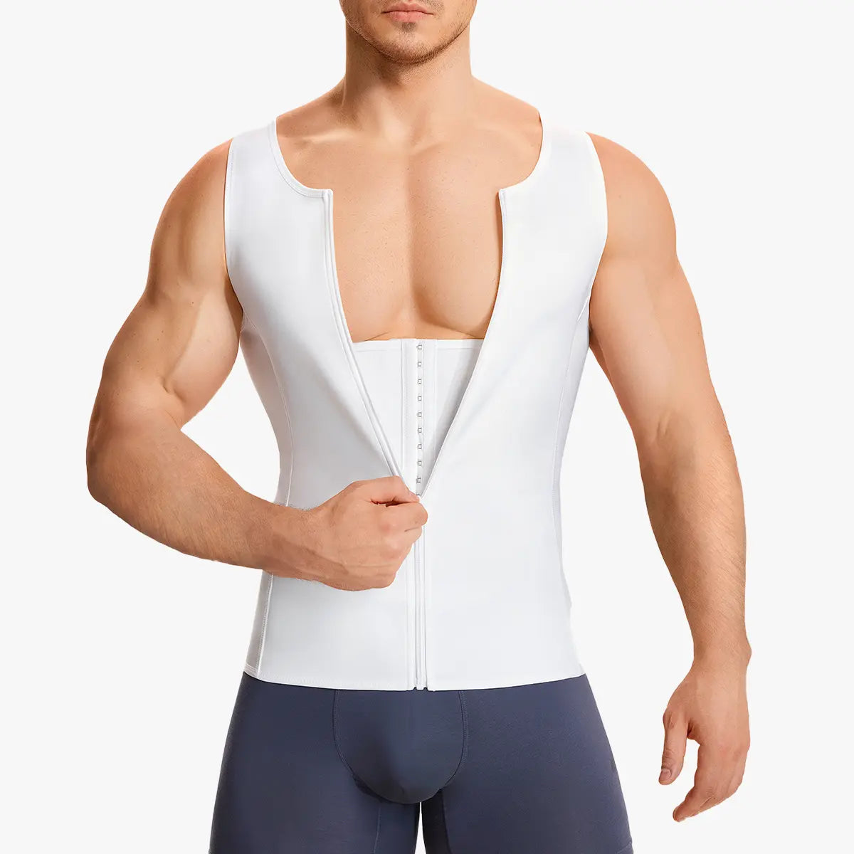【Nebility】Men'S Waist Trainer Trimmer Compression Vest Steel Bone Support Outdoor Sport Exercise Athletic Shapewear Fitness Zipper Springstatements