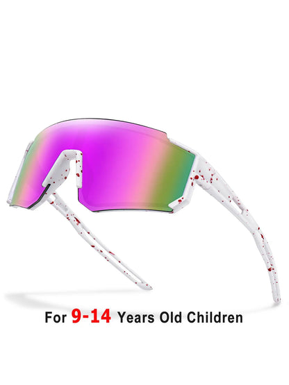 Youth Baseball Sunglasses Kids Outdoor Sports Glasses, Unisex Design, Mirrored Lens, Windproof, for Softball Cycling Hiking Fishing Travel Vacation Beach, Sports Eyewear