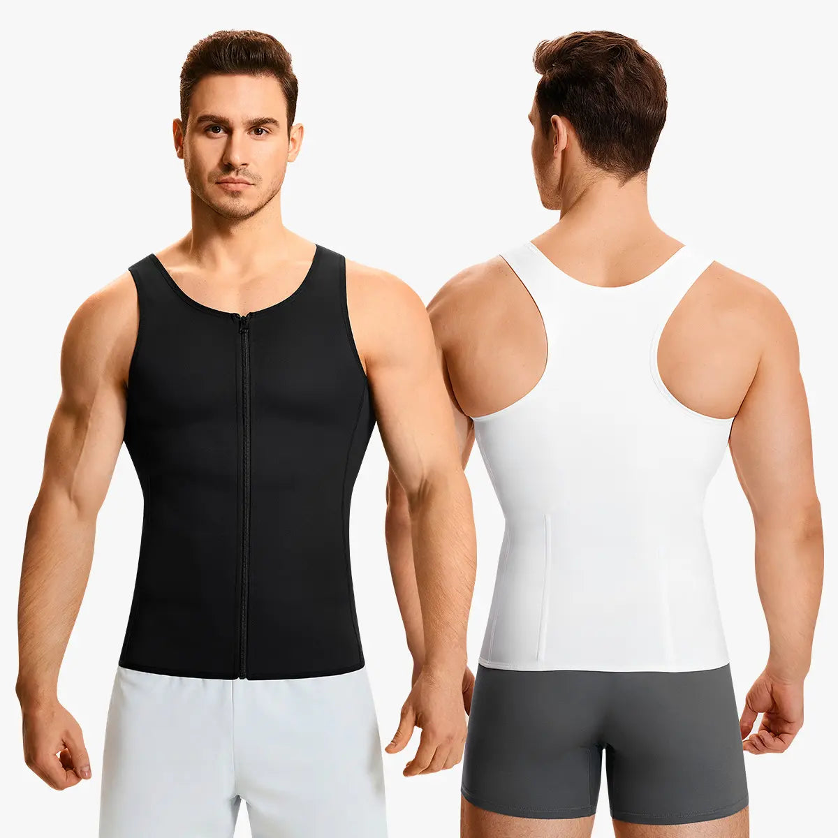【Nebility】Men'S Waist Trainer Trimmer Compression Vest Steel Bone Support Outdoor Sport Exercise Athletic Shapewear Fitness Zipper Springstatements
