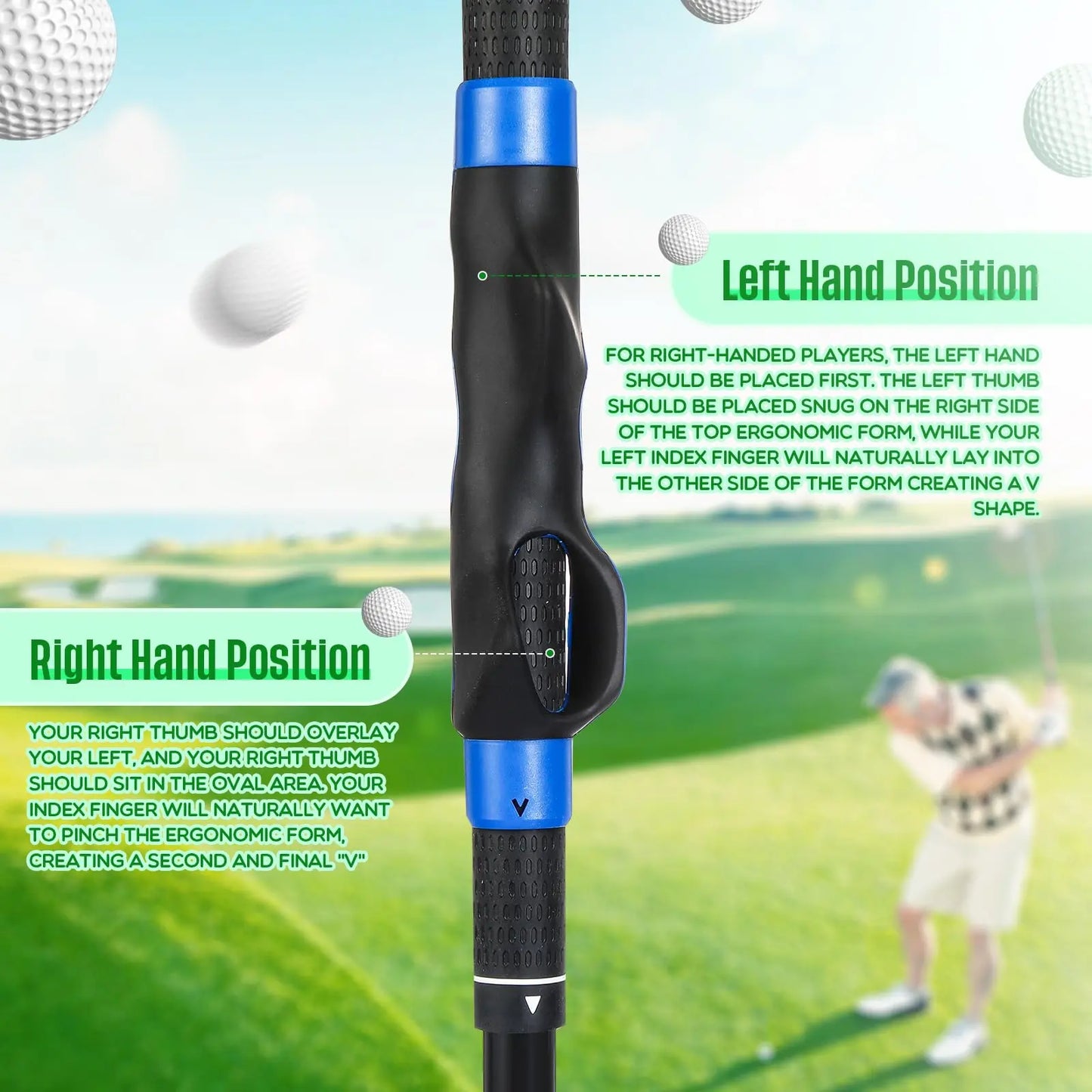 Golf Grip Trainer - 6In Lightweight Right Hand Golf Grip Trainer, Fix Swing Grip, Golf Grip Training Aids, Fix Hand Position & Grasp, Master Correct Grip Posture, Golf Gifts