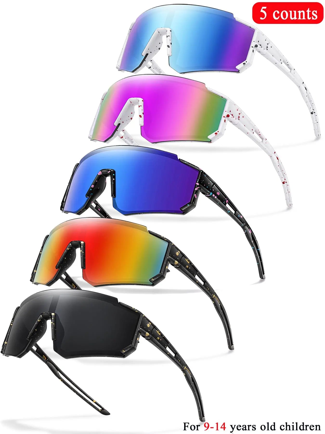 Youth Baseball Sunglasses Kids Outdoor Sports Glasses, Unisex Design, Mirrored Lens, Windproof, for Softball Cycling Hiking Fishing Travel Vacation Beach, Sports Eyewear