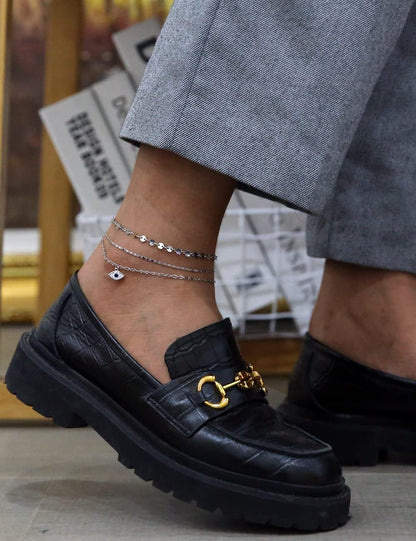 Evil Eye Gold Ankle Bracelets for Women 14K Gold Plated Anklet Silver round Coin Disc Chain Anklets Cubic Zirconia Evil Eye Anklet Dainty Layered Anklet Set 3Pcs