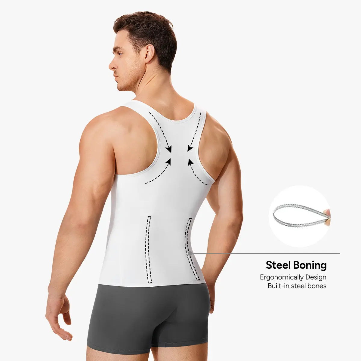 【Nebility】Men'S Waist Trainer Trimmer Compression Vest Steel Bone Support Outdoor Sport Exercise Athletic Shapewear Fitness Zipper Springstatements