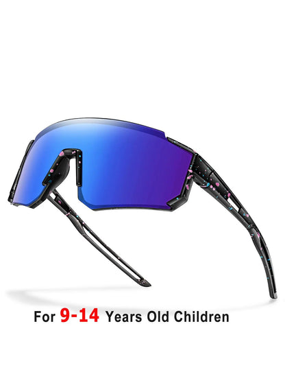 Youth Baseball Sunglasses Kids Outdoor Sports Glasses, Unisex Design, Mirrored Lens, Windproof, for Softball Cycling Hiking Fishing Travel Vacation Beach, Sports Eyewear