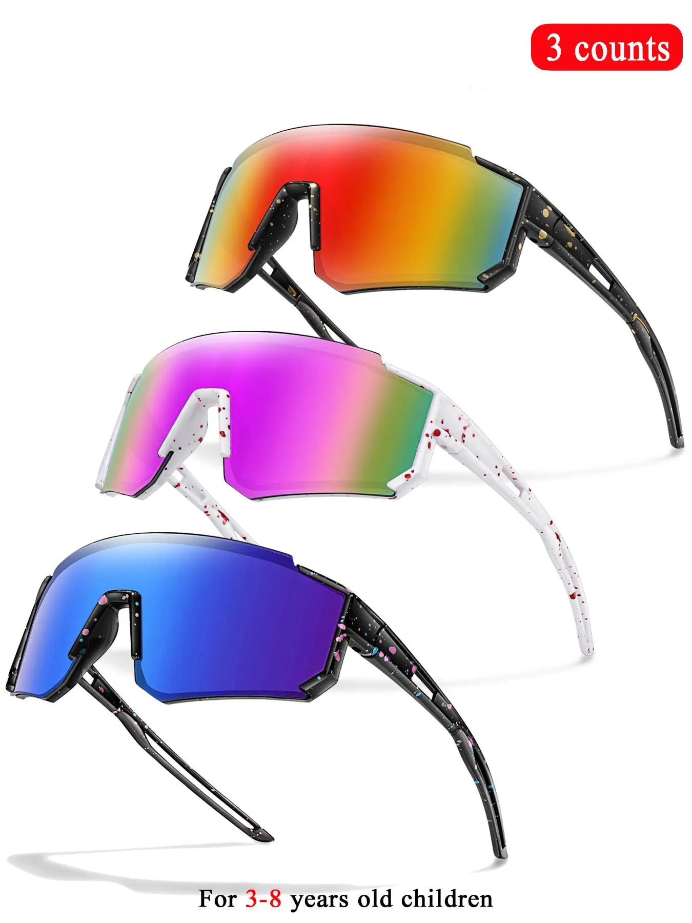 Youth Baseball Sunglasses Kids Outdoor Sports Glasses, Unisex Design, Mirrored Lens, Windproof, for Softball Cycling Hiking Fishing Travel Vacation Beach, Sports Eyewear