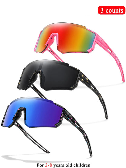 Youth Baseball Sunglasses Kids Outdoor Sports Glasses, Unisex Design, Mirrored Lens, Windproof, for Softball Cycling Hiking Fishing Travel Vacation Beach, Sports Eyewear