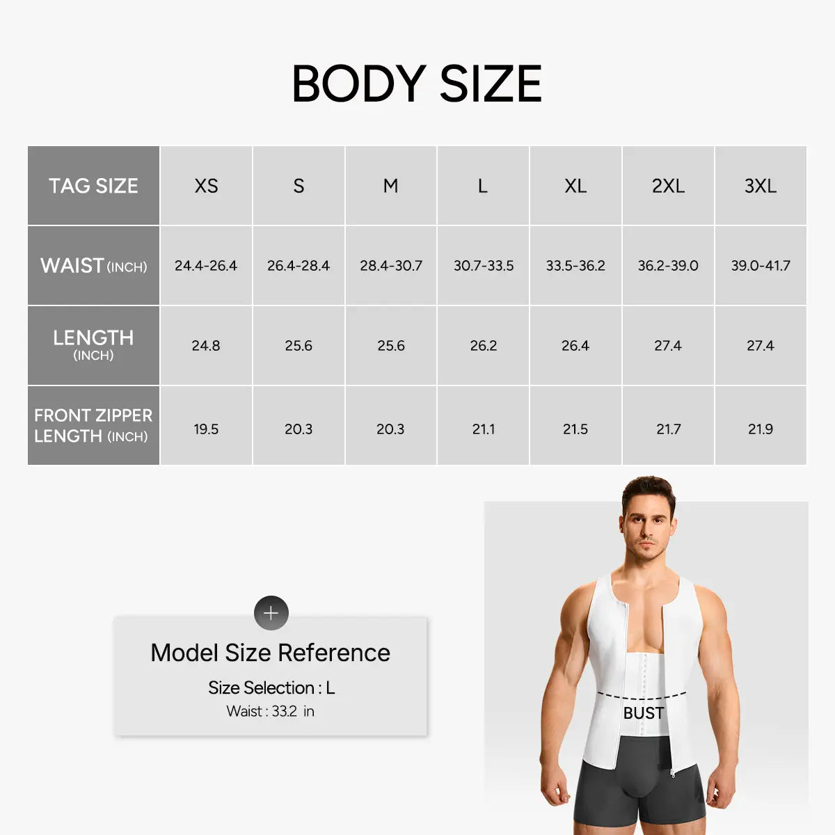 【Nebility】Men'S Waist Trainer Trimmer Compression Vest Steel Bone Support Outdoor Sport Exercise Athletic Shapewear Fitness Zipper Springstatements