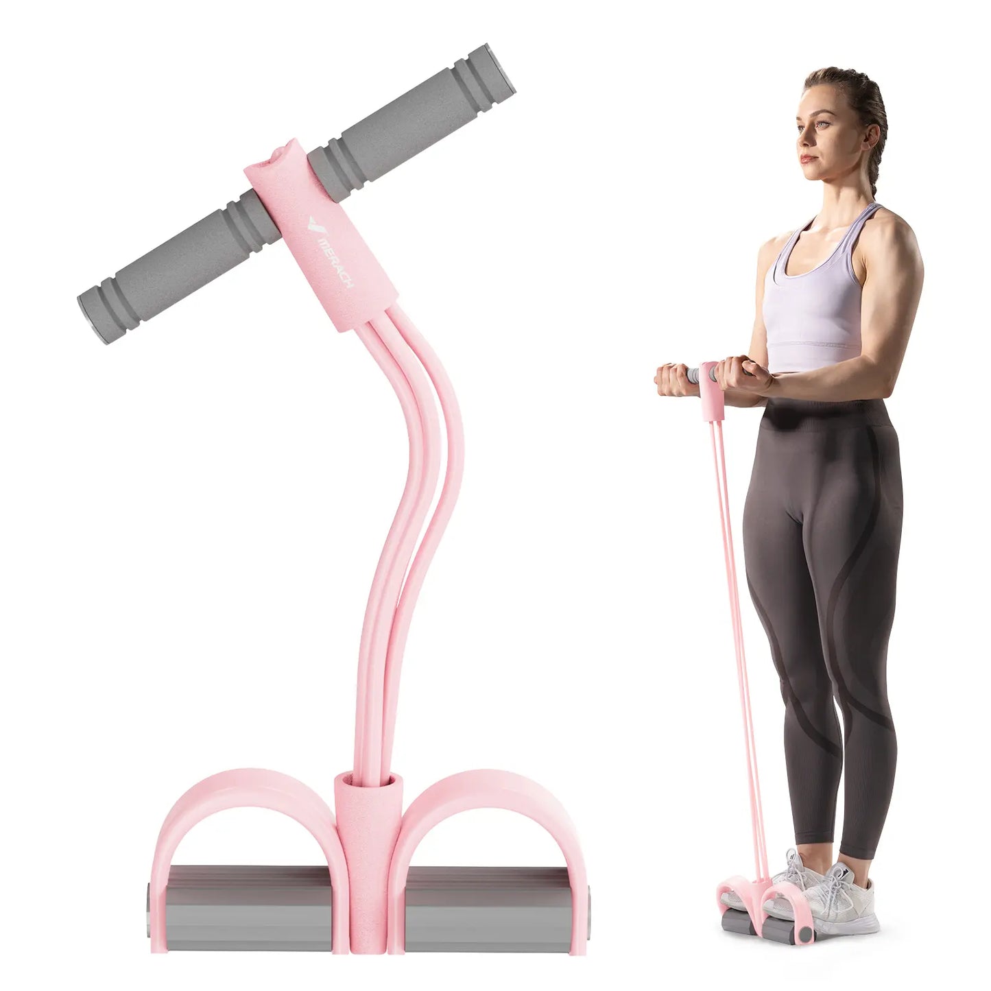 Merach Multifunction Pedal Resistance Band, Elastic Pull Rope Fitness, Full-Body Workout at Home Gym, Exercise Sit-Up, Yoga, Abdominal Training