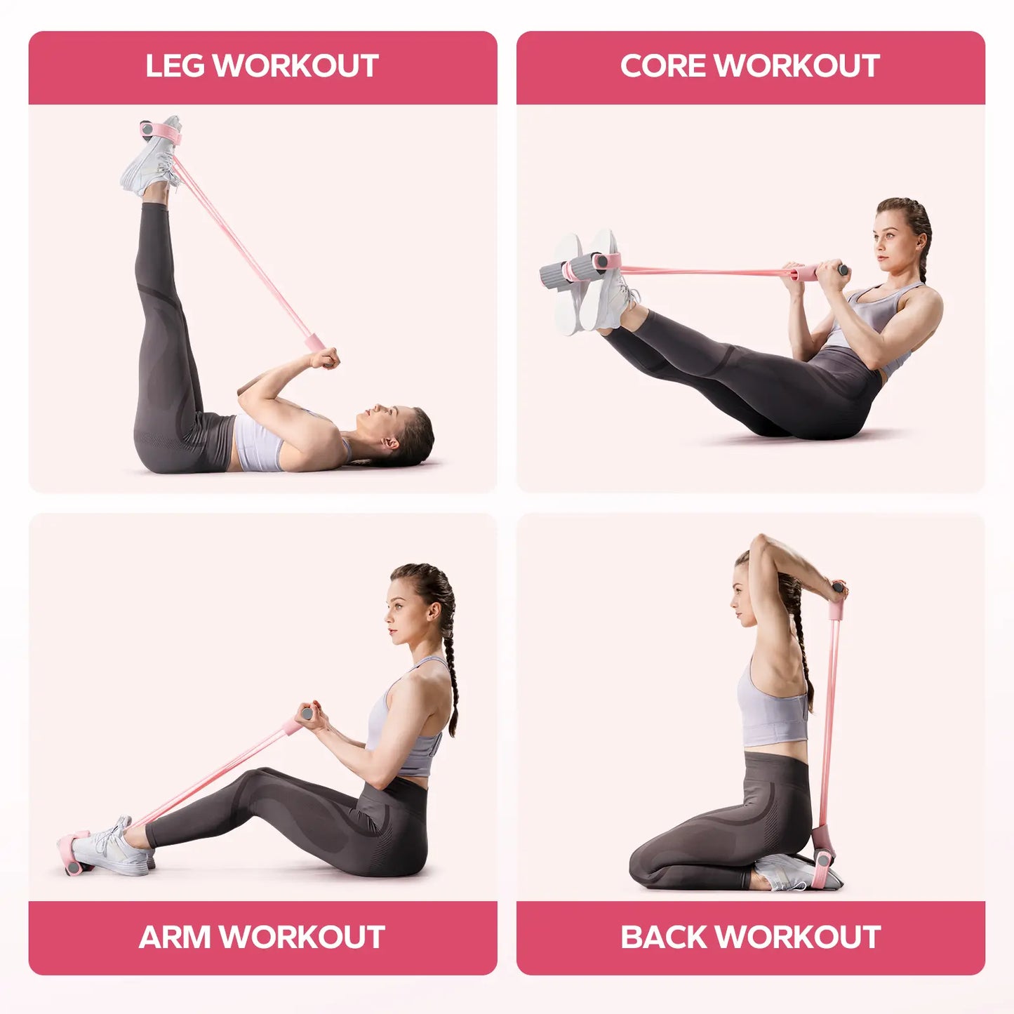 Merach Multifunction Pedal Resistance Band, Elastic Pull Rope Fitness, Full-Body Workout at Home Gym, Exercise Sit-Up, Yoga, Abdominal Training