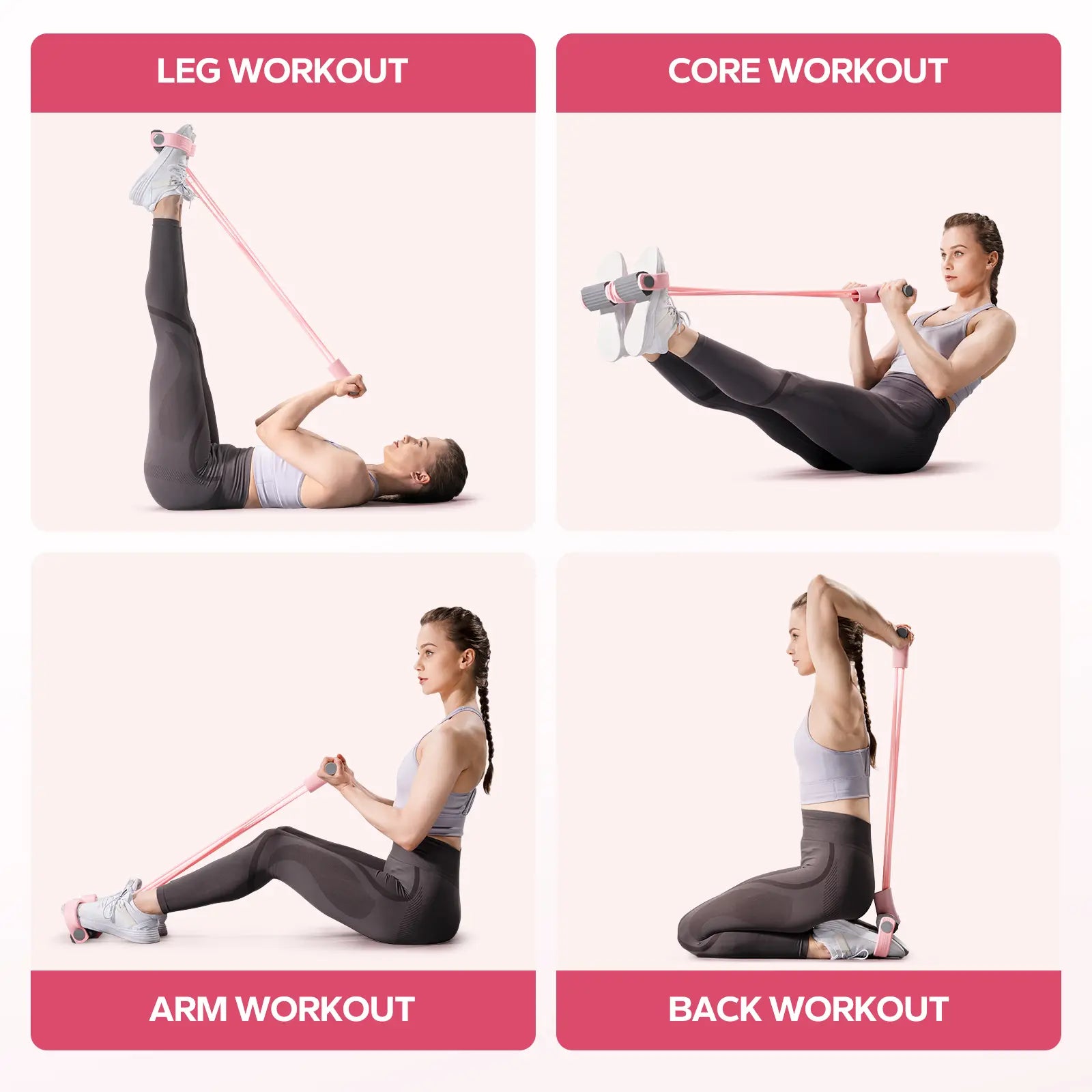 Merach Multifunction Pedal Resistance Band, Elastic Pull Rope Fitness, Full-Body Workout at Home Gym, Exercise Sit-Up, Yoga, Abdominal Training