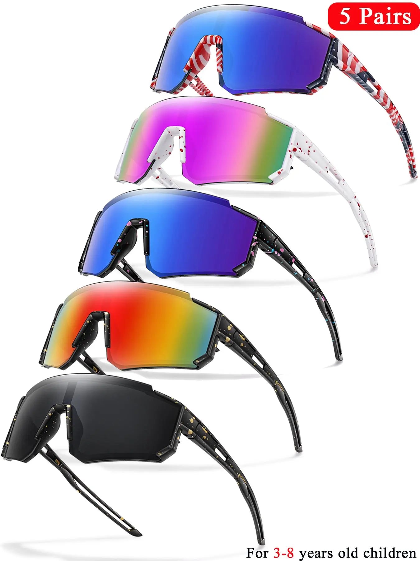 Youth Baseball Sunglasses Kids Outdoor Sports Glasses, Unisex Design, Mirrored Lens, Windproof, for Softball Cycling Hiking Fishing Travel Vacation Beach, Sports Eyewear