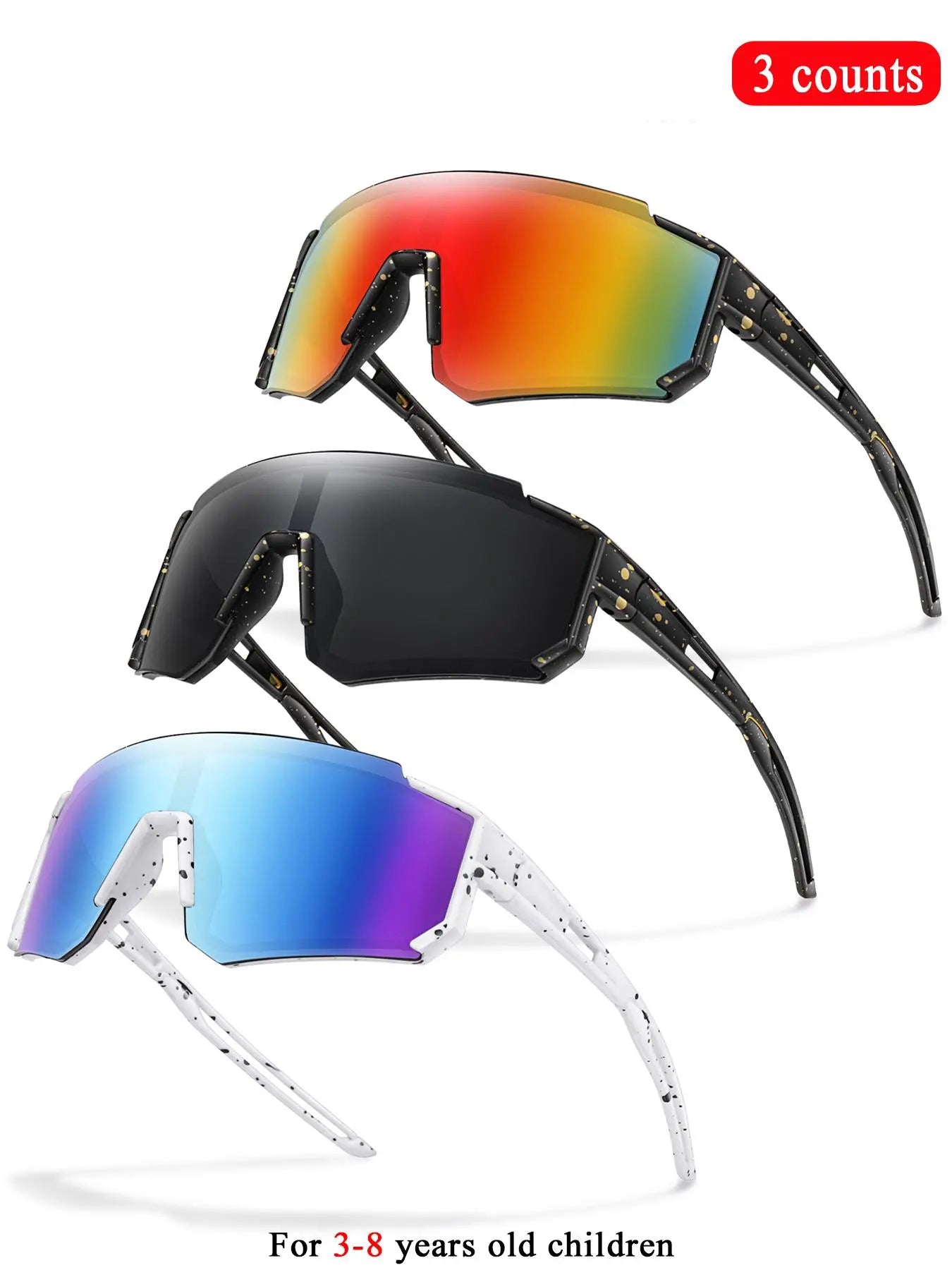 Youth Baseball Sunglasses Kids Outdoor Sports Glasses, Unisex Design, Mirrored Lens, Windproof, for Softball Cycling Hiking Fishing Travel Vacation Beach, Sports Eyewear