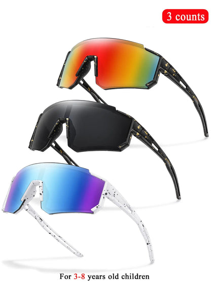 Youth Baseball Sunglasses Kids Outdoor Sports Glasses, Unisex Design, Mirrored Lens, Windproof, for Softball Cycling Hiking Fishing Travel Vacation Beach, Sports Eyewear