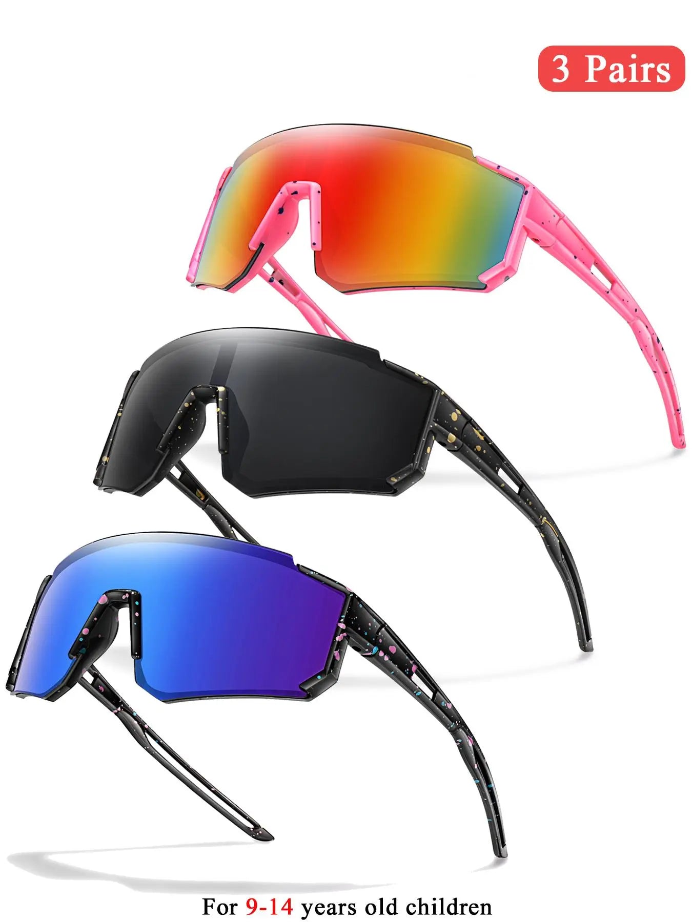 Youth Baseball Sunglasses Kids Outdoor Sports Glasses, Unisex Design, Mirrored Lens, Windproof, for Softball Cycling Hiking Fishing Travel Vacation Beach, Sports Eyewear